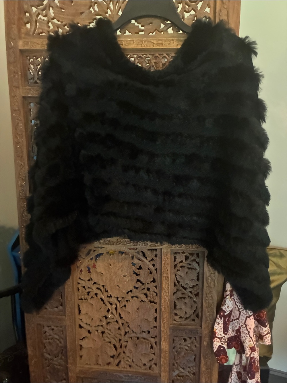 Fur and wool poncho